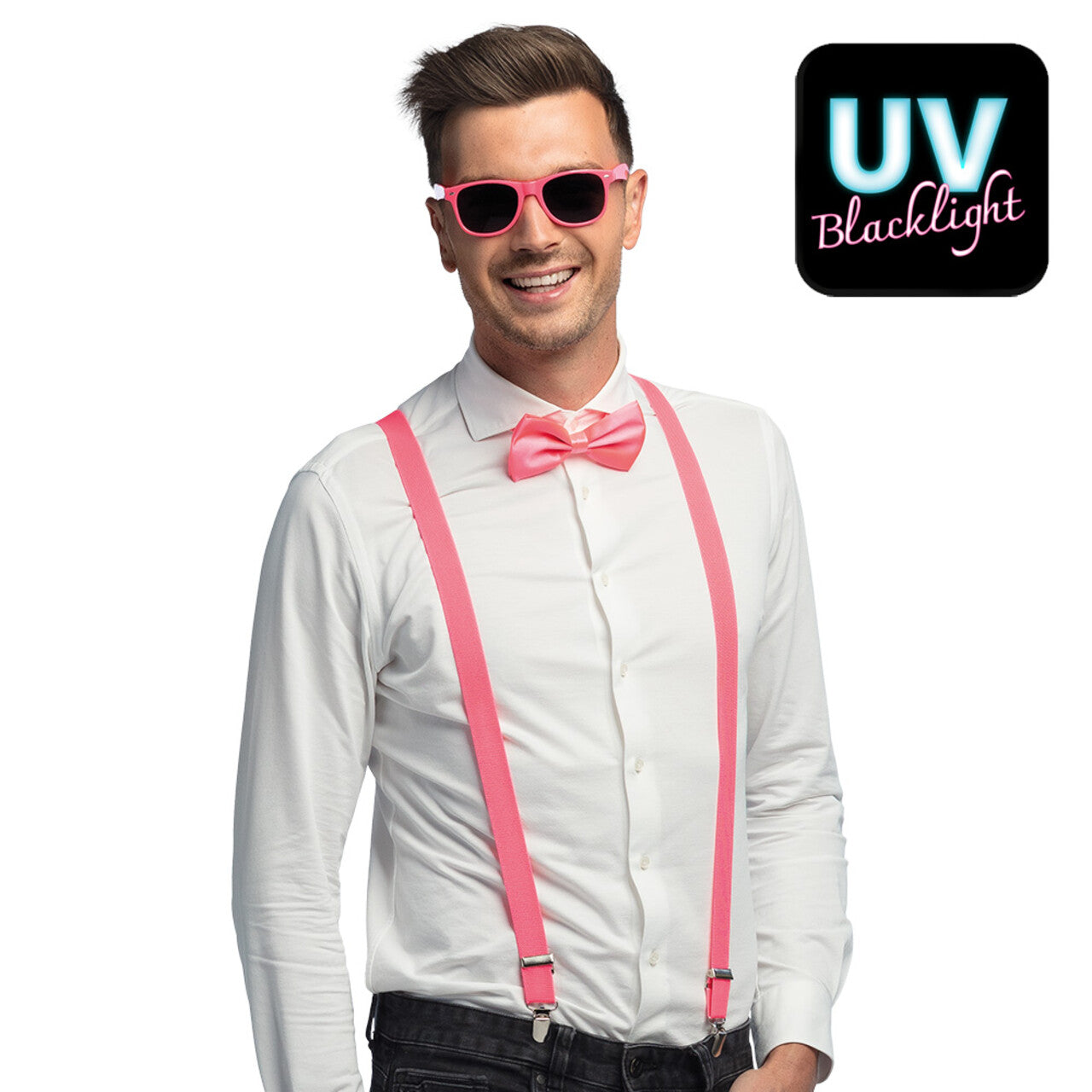 Op deze afbeelding zie je een Accessoires, van het merk Boland. Gentleman Party Set Roze