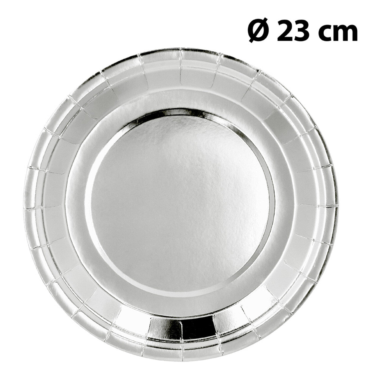Op deze afbeelding zie je een Decoratie, van het merk Boland. Papieren Feestbordjes Zilver 6 Stuks