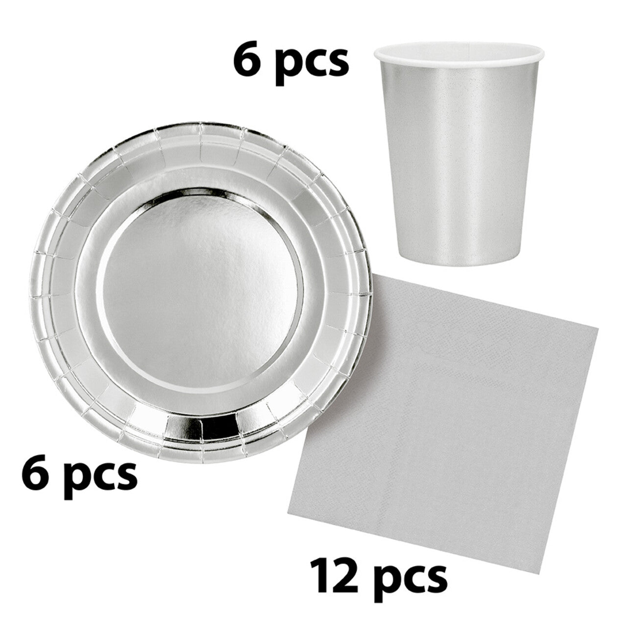 Op deze afbeelding zie je een Decoratie, van het merk Boland. Papieren Feestservies Set Zilver