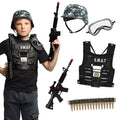 Kinderset s.w.a.t (Helm, Vest, Veiligheidsbril, Kogelriem, Geweer) Kind Kostuum