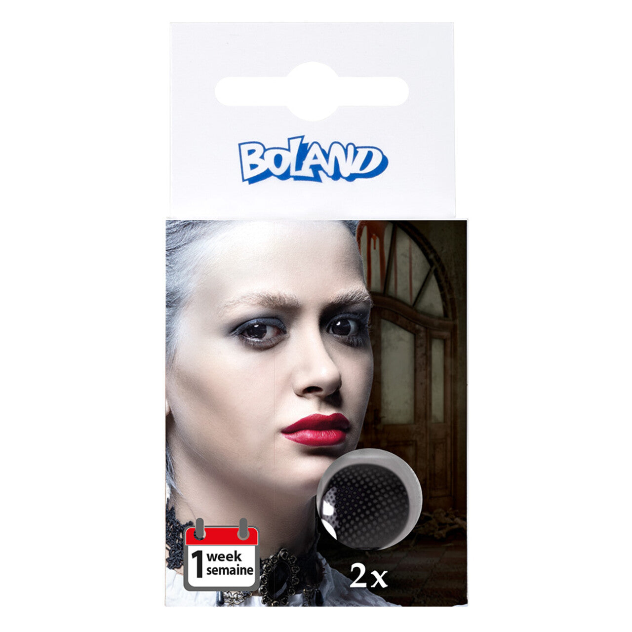 Op deze afbeelding zie je een Accessoires, van het merk Boland. Lenzen Zwart Met Witte Pixels Darkness