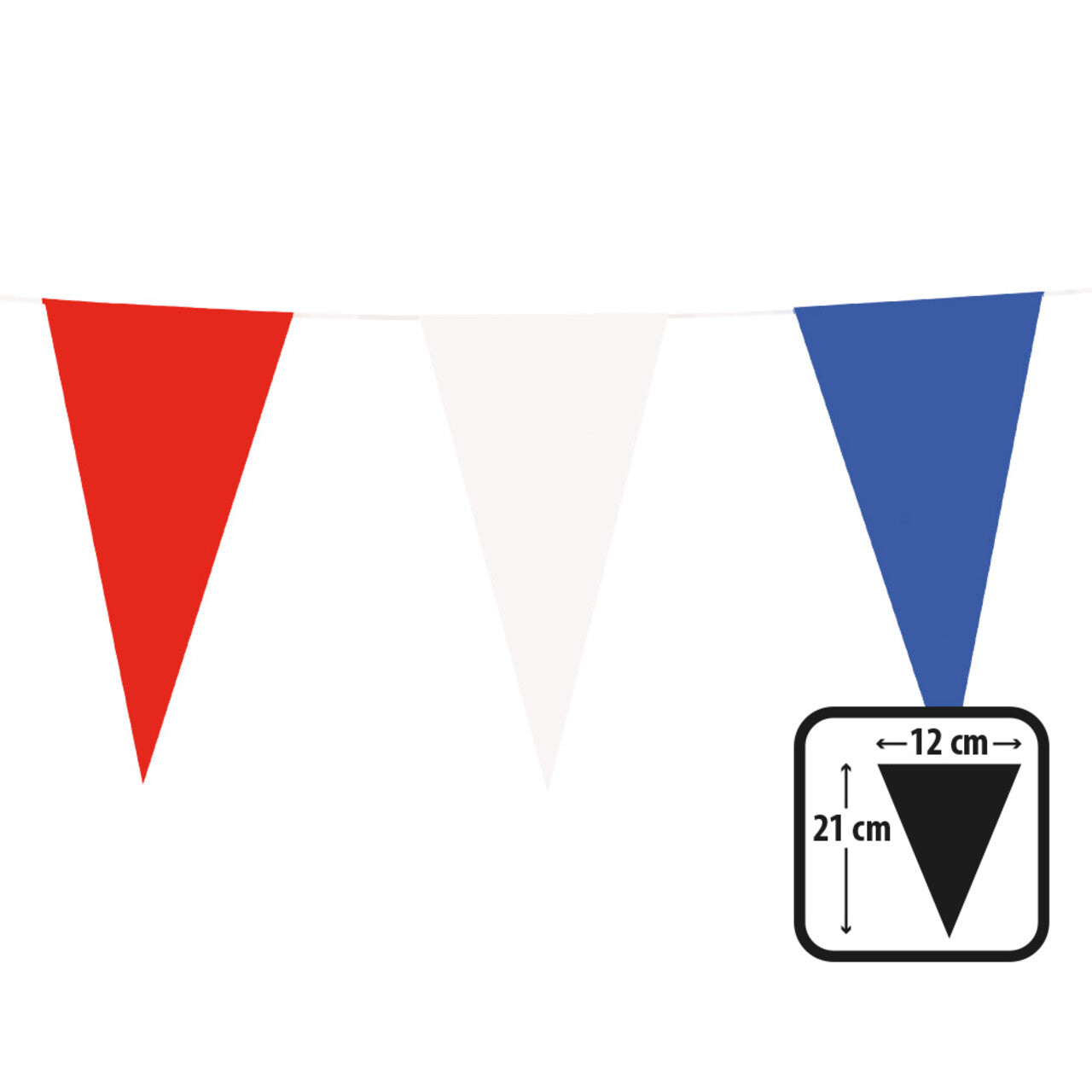 Op deze afbeelding zie je een Decoratie, van het merk Boland. Papieren Vlaggenlijn Rood / Wit / Blauw