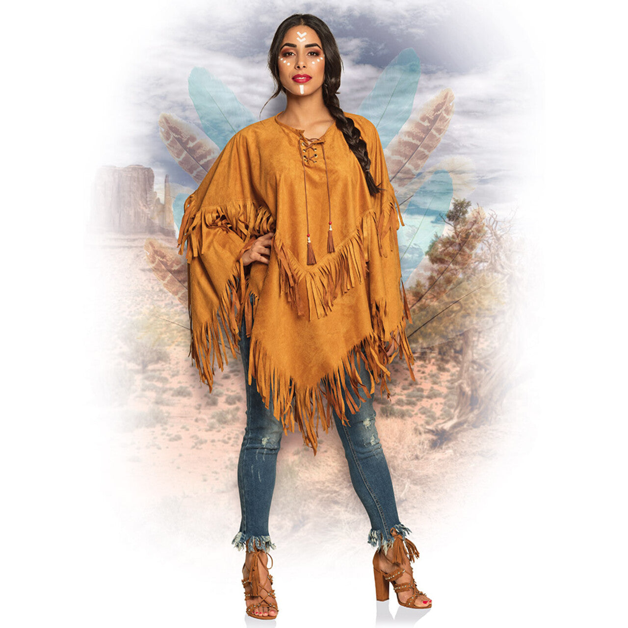 Op deze afbeelding zie je een Kostuums, van het merk Boland. Poncho Bohemian Vrouw