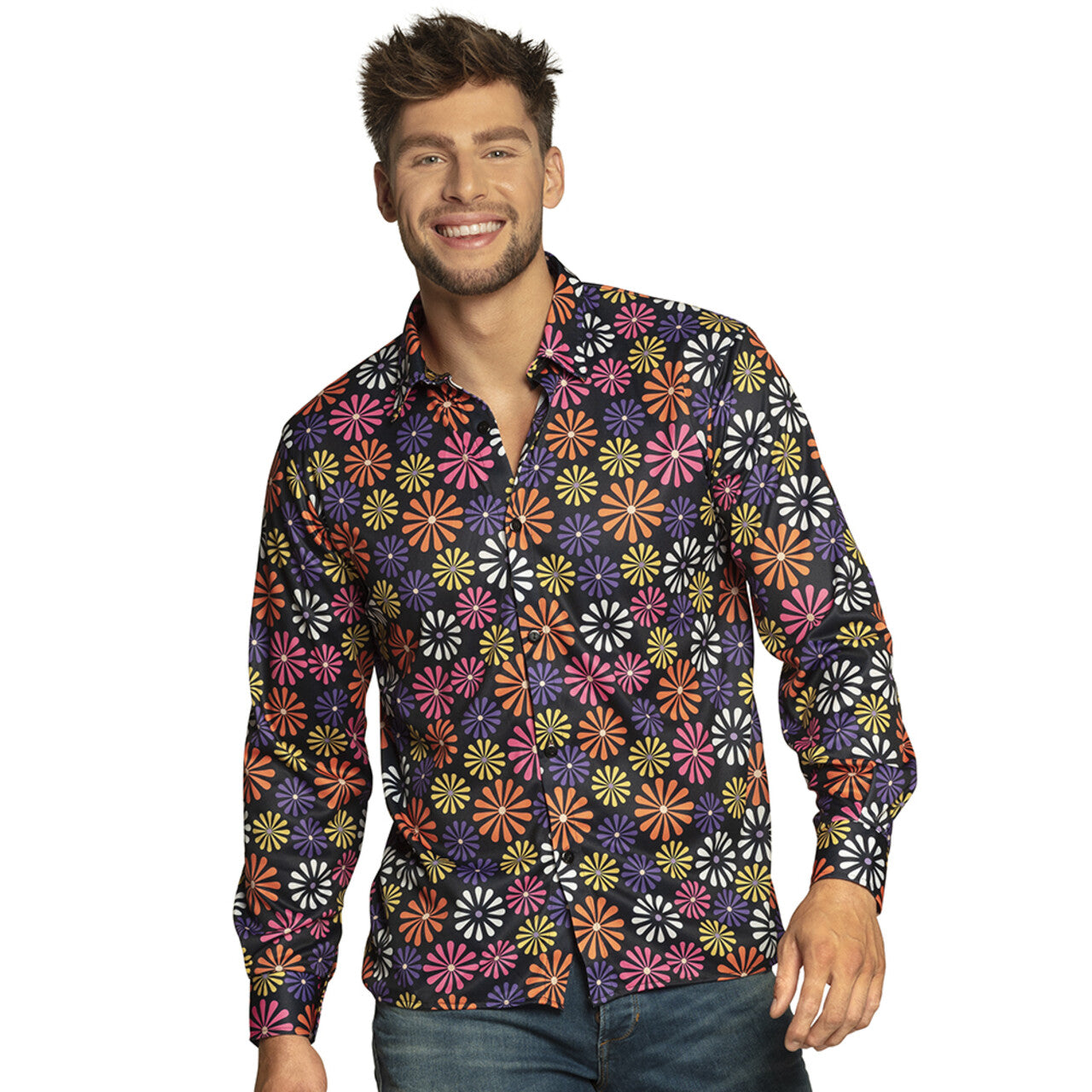 Op deze afbeelding zie je een Kostuums, van het merk Boland. Power Of Hippie Flower Overhemd Man