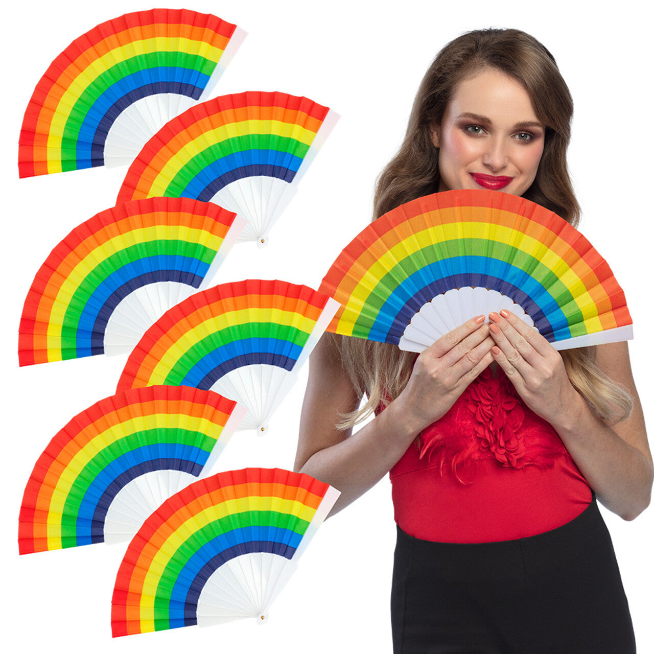 Op deze afbeelding zie je een Decoratie, van het merk Boland. Rainbow Pride Set Van 6 Waaiers