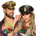 Kapiteinspet Rainbow Switch (Omkeerbare Pailletten Regenboog / Goud)