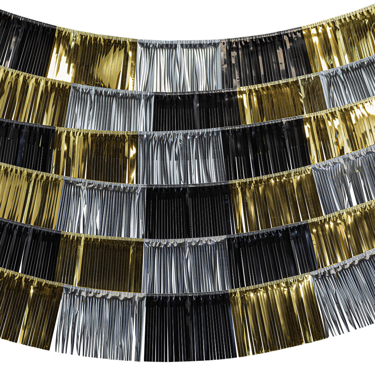 Op deze afbeelding zie je een Decoratie, van het merk Boland. Franje Slinger Party Time 6-Delig Goud Zilver Zwart