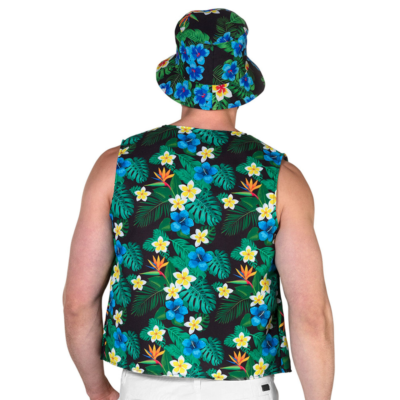 Op deze afbeelding zie je een Kostuums, van het merk Boland. Set Toerist Hawaii Hoed En Vest Man
