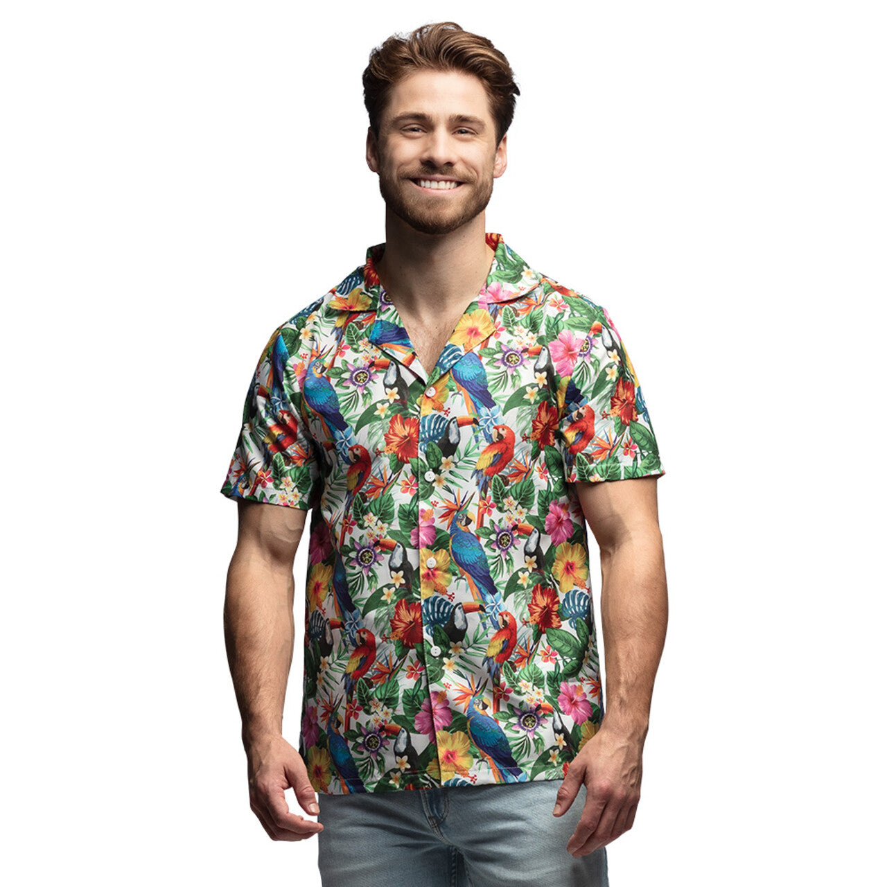 Op deze afbeelding zie je een Kostuums, van het merk Boland. Tropical Birds Shirt Man