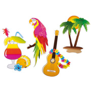 Op deze afbeelding zie je een Decoratie, van het merk Boland. Set 4 Kartonnen Decoraties Vibing Op Hawaii