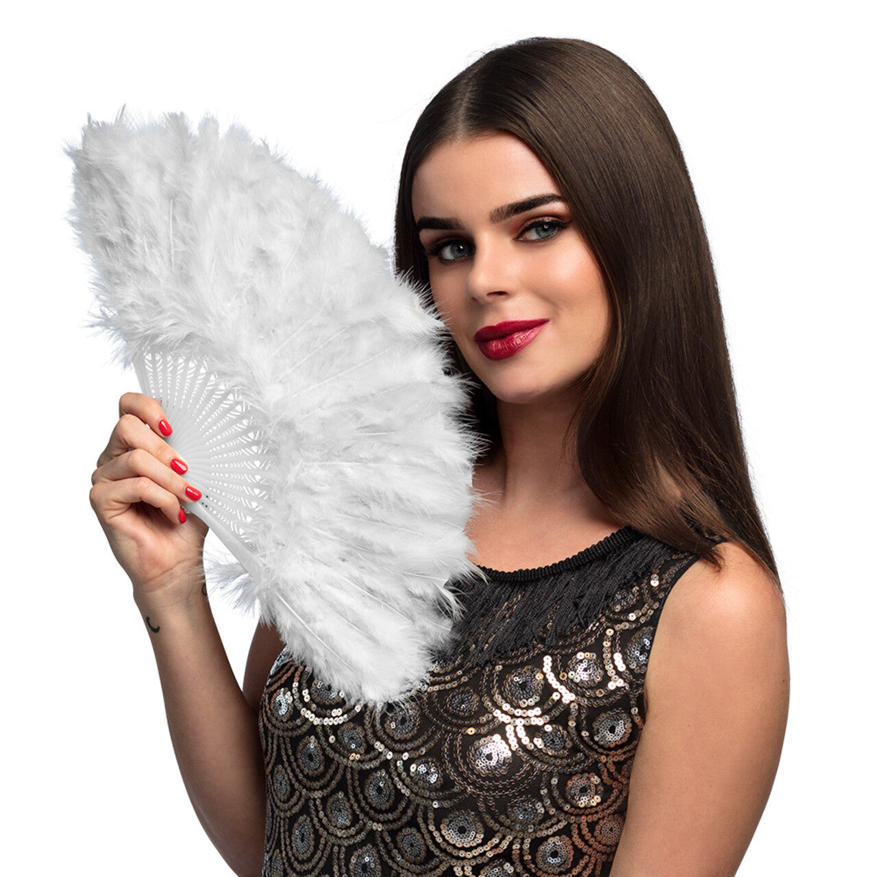 Op deze afbeelding zie je een Accessoires, van het merk Boland. Waaier Flapper Wit (23 Cm)