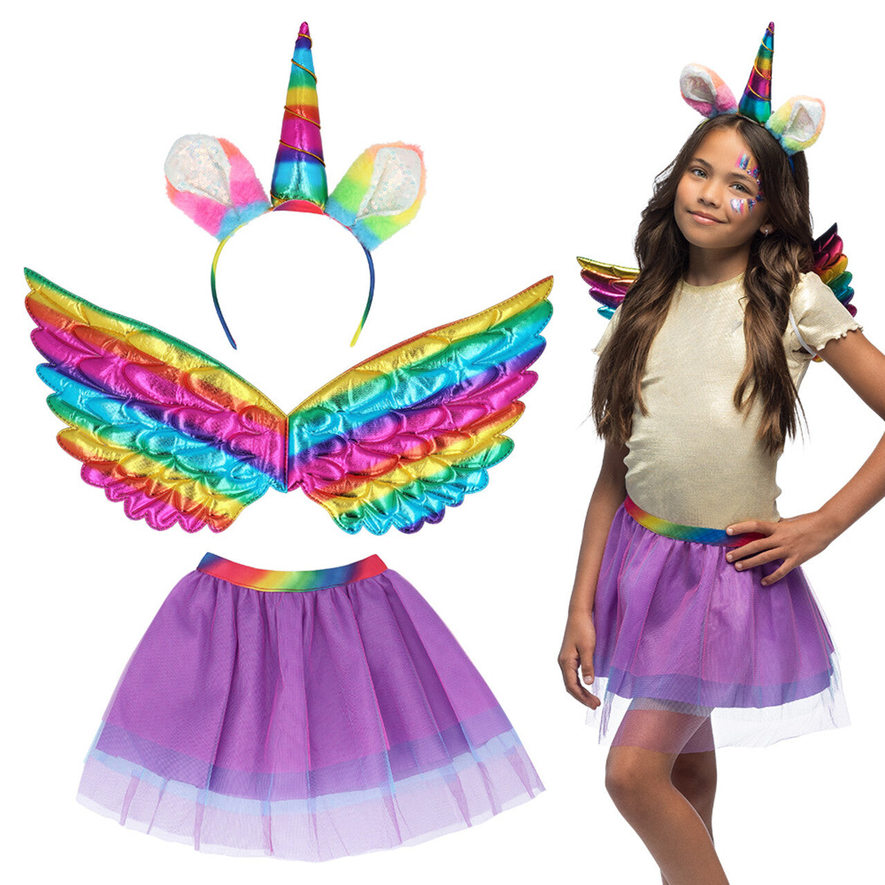 Op deze afbeelding zie je een Accessoires, van het merk Boland. Set Magische Eenhoorn Regenboog
