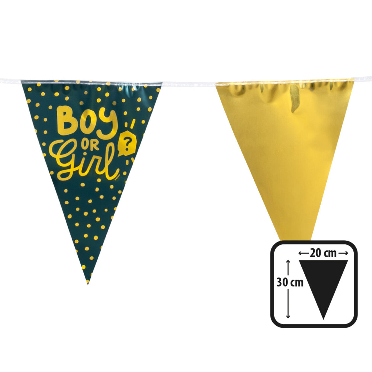 Op deze afbeelding zie je een Decoratie, van het merk Boland. Vlaggenlijn Boy Or Girl Gender Reveal Party