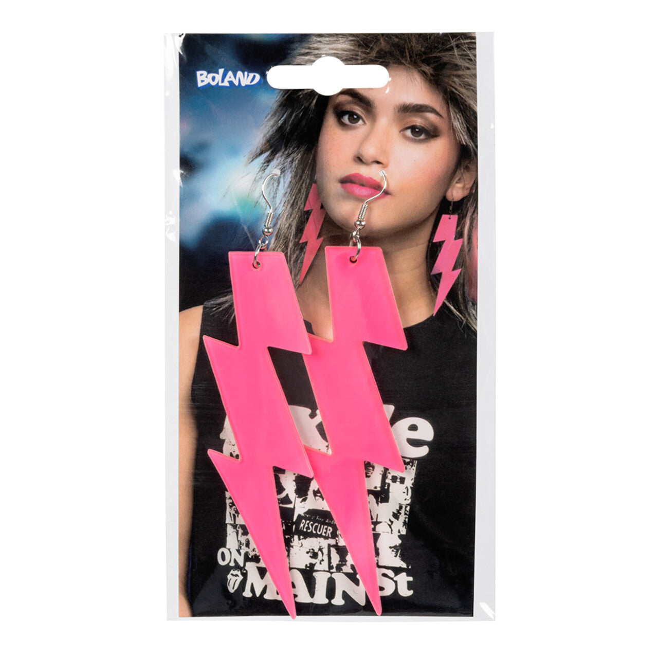 Op deze afbeelding zie je een Accessoires, van het merk Boland. Paar Oorbellen Flash Neonroze Uv