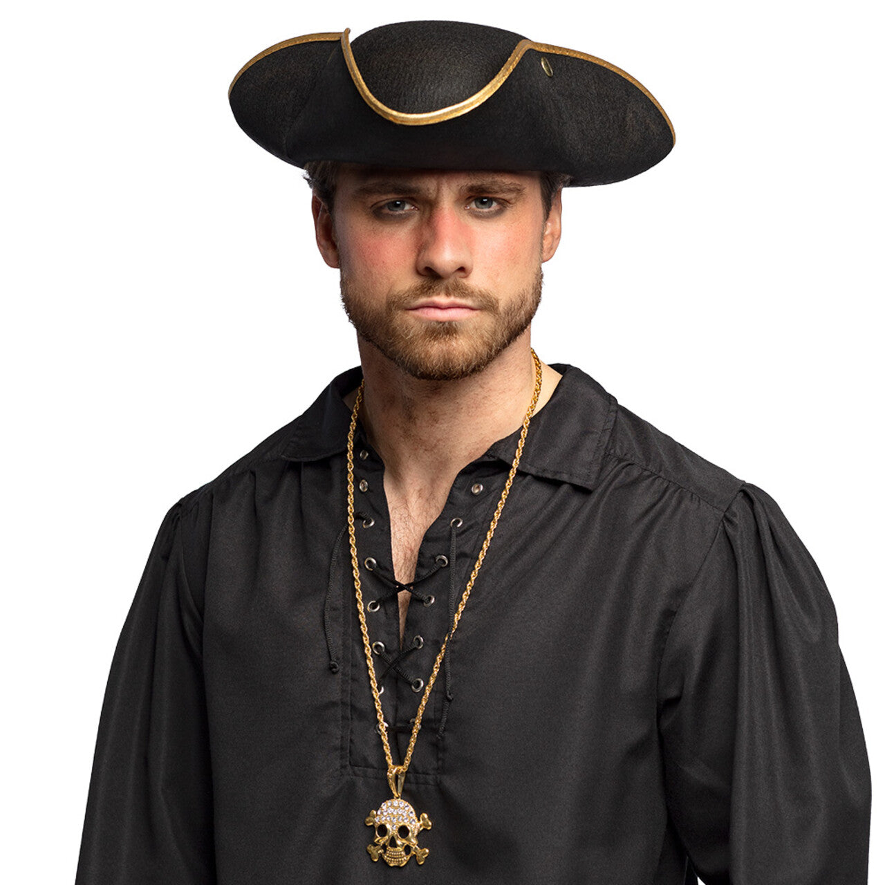 Op deze afbeelding zie je een Accessoires, van het merk Boland. Ketting Schedel Goud Met Glittersteentjes