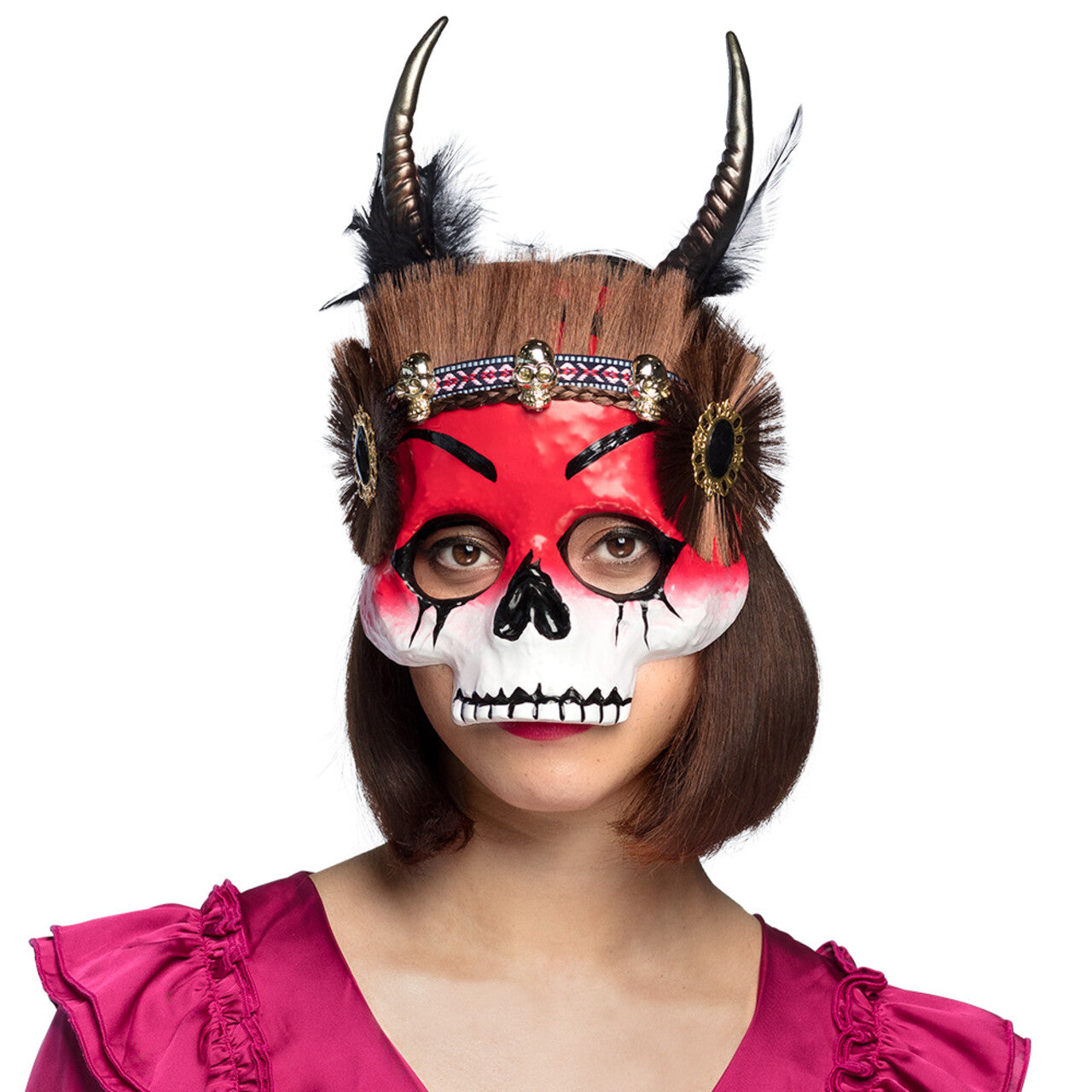 Op deze afbeelding zie je een Accessoires, van het merk Boland. Masker Voodoo Mawu Demon Skelet