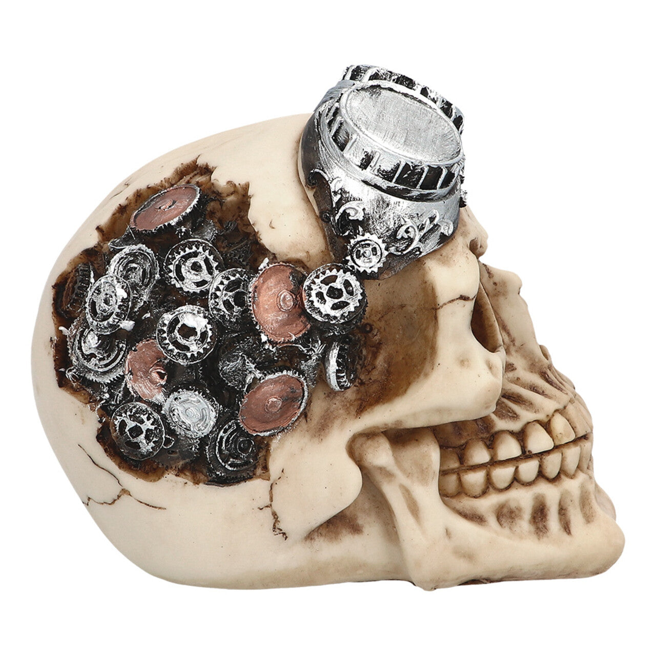 Op deze afbeelding zie je een Decoratie, van het merk Boland. Steampunk Tijdreiziger Skull Decoratie