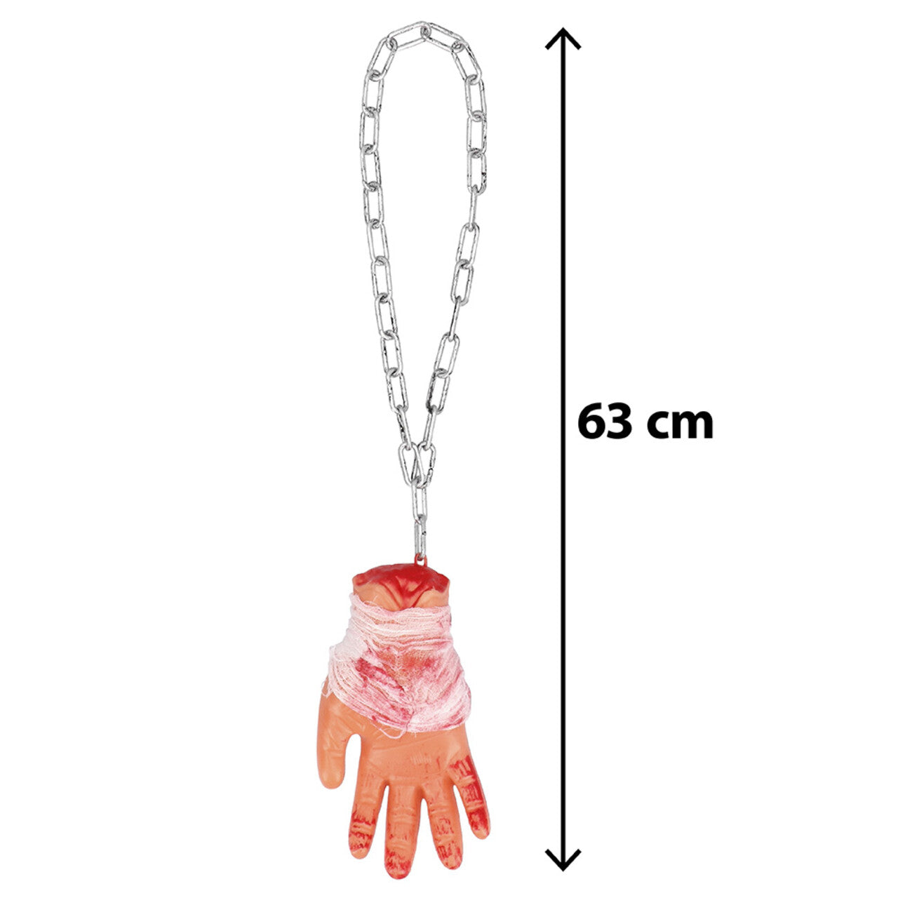 Op deze afbeelding zie je een Decoratie, van het merk Boland. Decoratie Bloederige Hand Met Ketting