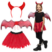 Op deze afbeelding zie je een Kostuums, van het merk Boland. Set Duivel Kind Hoorntjes Vleugels En Tutu Meisje Kostuum