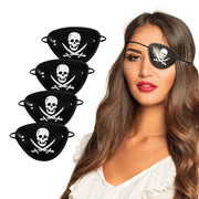 Op deze afbeelding zie je een Accessoires, van het merk Boland. Set 4 Piratenooglapjes Schedel & Zwaarden