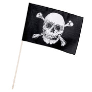 Op deze afbeelding zie je een Decoratie, van het merk Boland. Vlag Met Stok Piraten Skull (30 X 45 Cm / 76 Cm Stok)