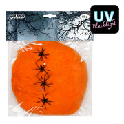 Op deze afbeelding zie je een Decoratie, van het merk Boland. Spinrag Oranje Met 4 Spinnen