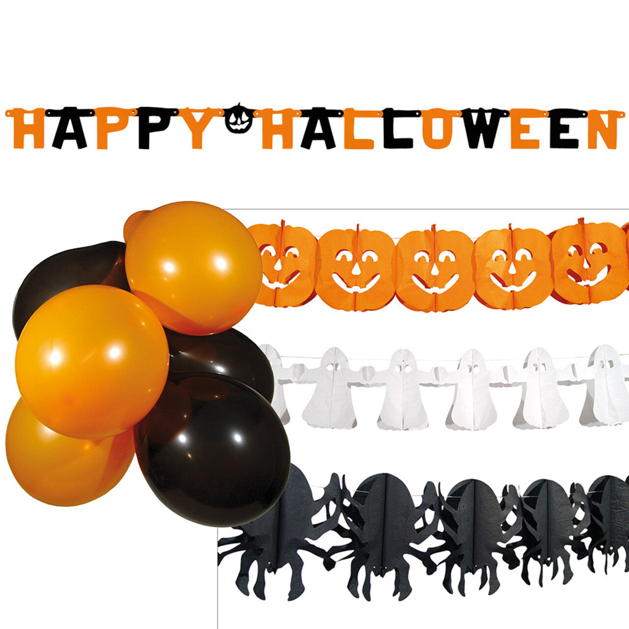 Op deze afbeelding zie je een Decoratie, van het merk Boland. Set Halloween Party Slingers En Ballonnen