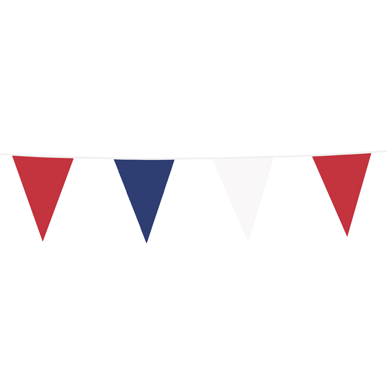 Op deze afbeelding zie je een Decoratie, van het merk Boland. Vlaggenlijn Met Grote Vlaggen Rood / Wit / Blauw