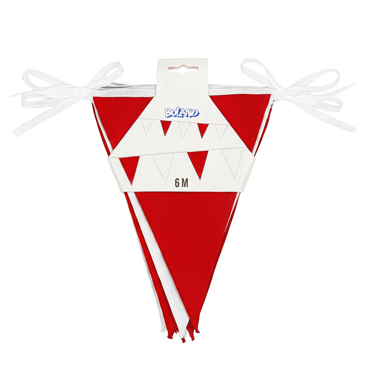 Op deze afbeelding zie je een Decoratie, van het merk Boland. Feest Vlaggenlijn Rood Wit