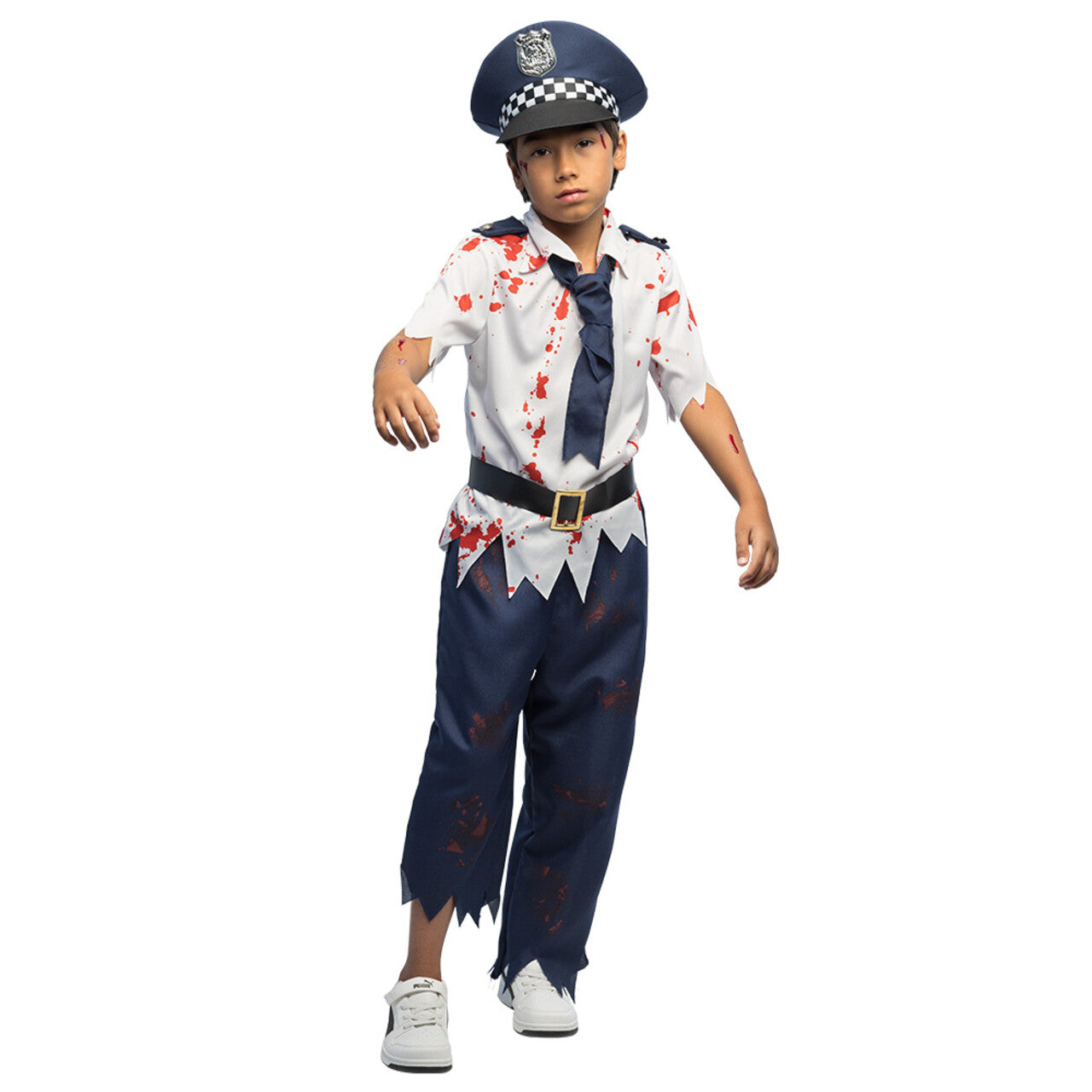 Op deze afbeelding zie je een Kostuums, van het merk Boland. Zombie Politie Agent Kind Kostuum