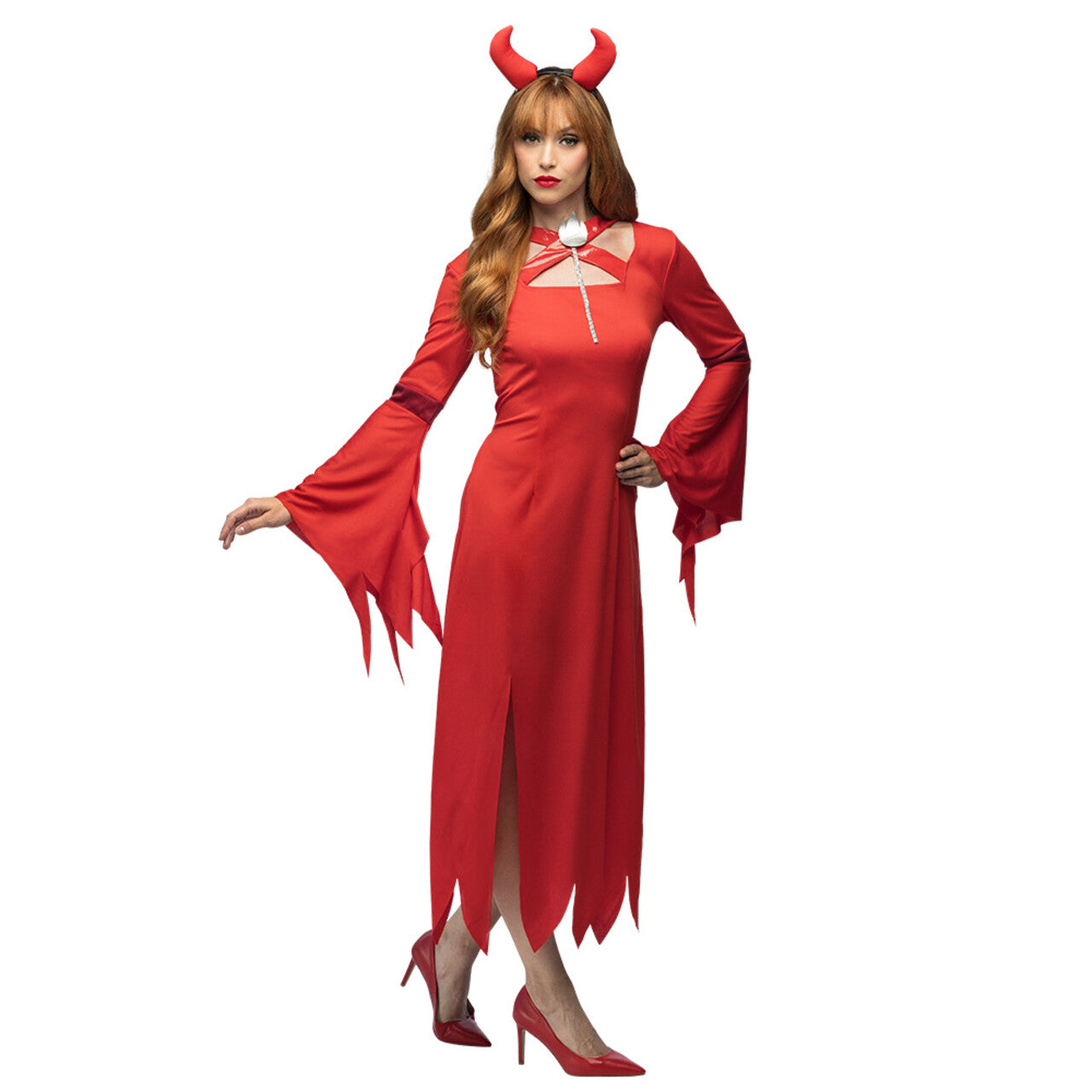 Op deze afbeelding zie je een Kostuums, van het merk Boland. Duivelse Lady Lucifer Vrouw Kostuum