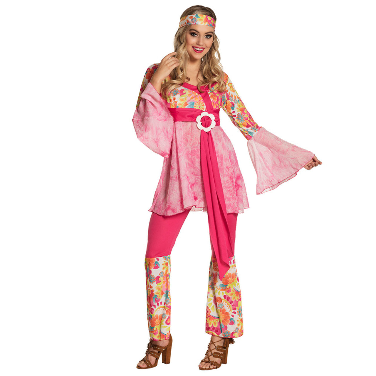 Op deze afbeelding zie je een Kostuums, van het merk Boland. Happy Hippie Diva Vrouw Kostuum