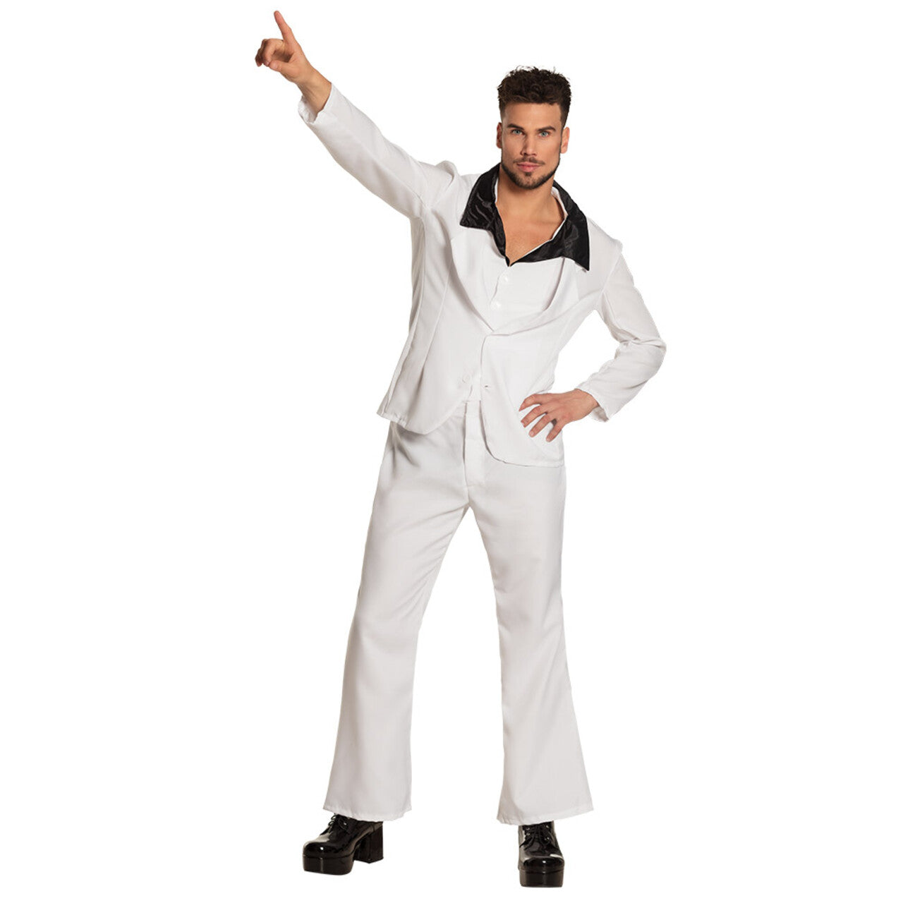 Op deze afbeelding zie je een Kostuums, van het merk Boland. Disco Fever Mr Travolta Man Kostuum