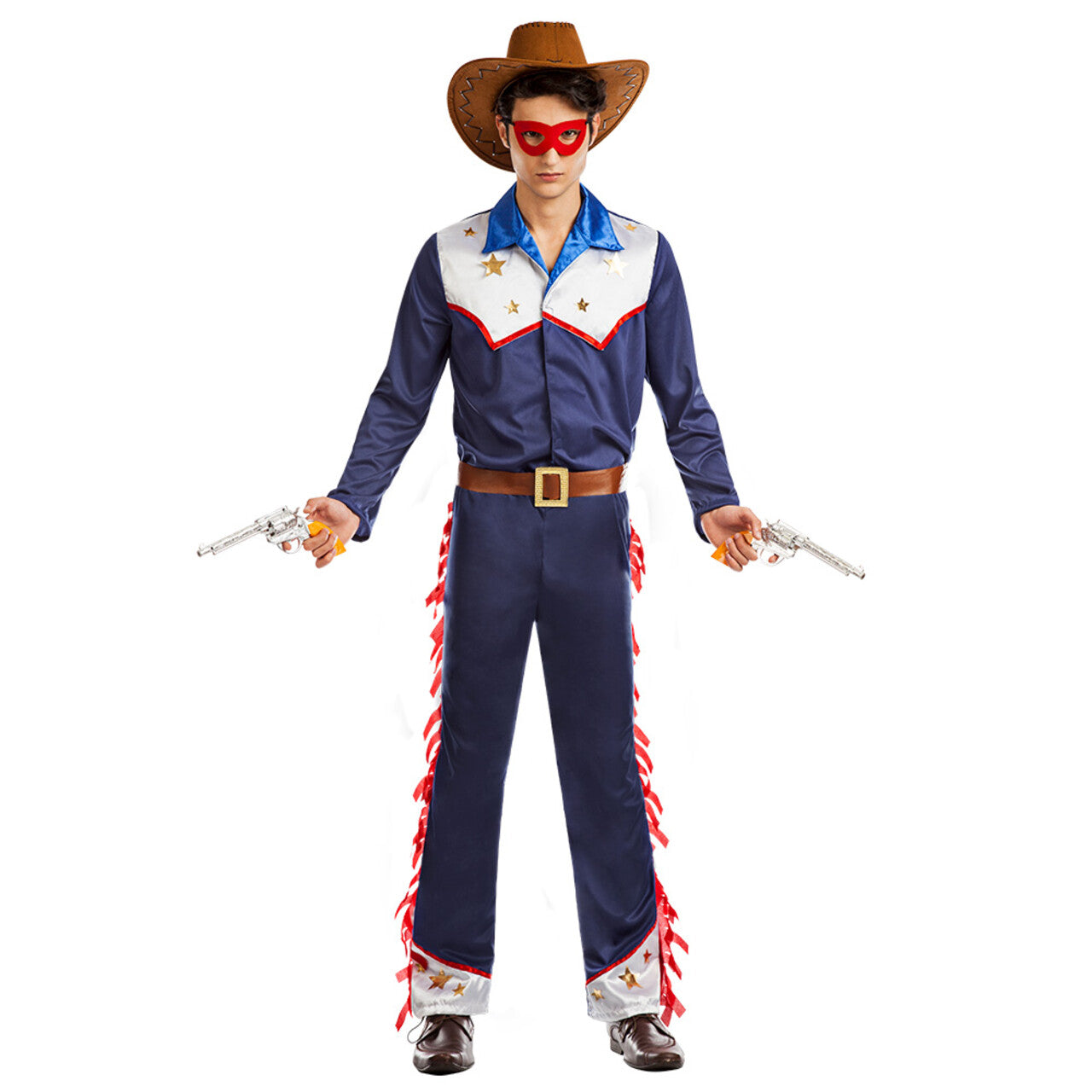 Op deze afbeelding zie je een Kostuums, van het merk Boland. Cowboy Sam Austin Man Kostuum