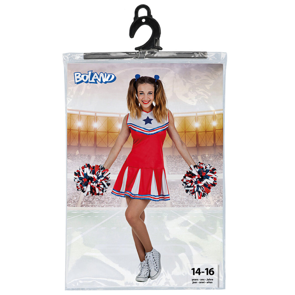 Op deze afbeelding zie je een Kostuums, van het merk Boland. Tienerkostuum Cheerleader Holly Meisje