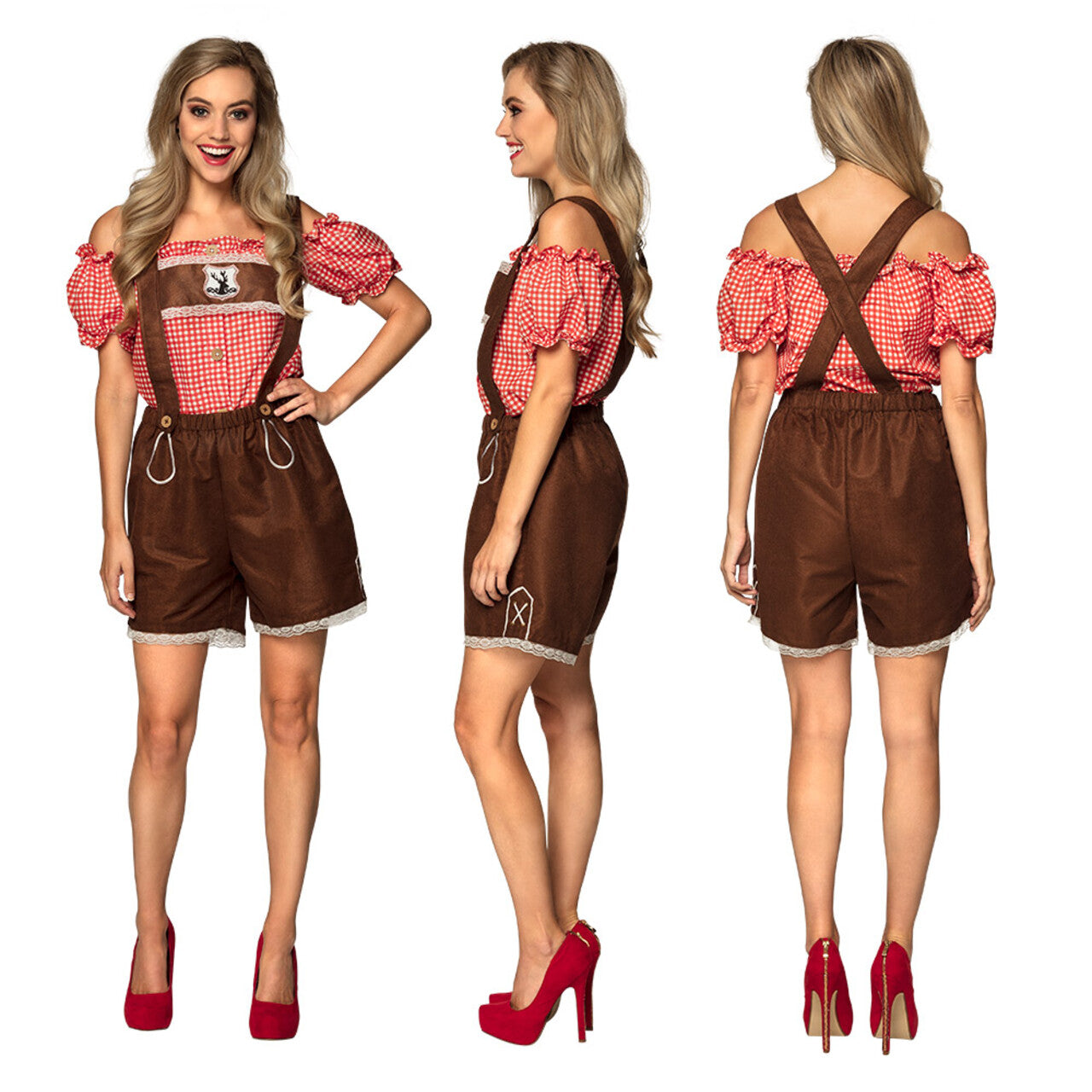 Op deze afbeelding zie je een Kostuums, van het merk Boland. Biermeisje Bettina Lederhose Met Top Vrouw Kostuum