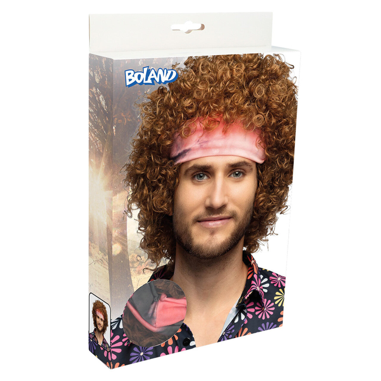 Op deze afbeelding zie je een Accessoires, van het merk Boland. Pruik Hippie Groove Bruin