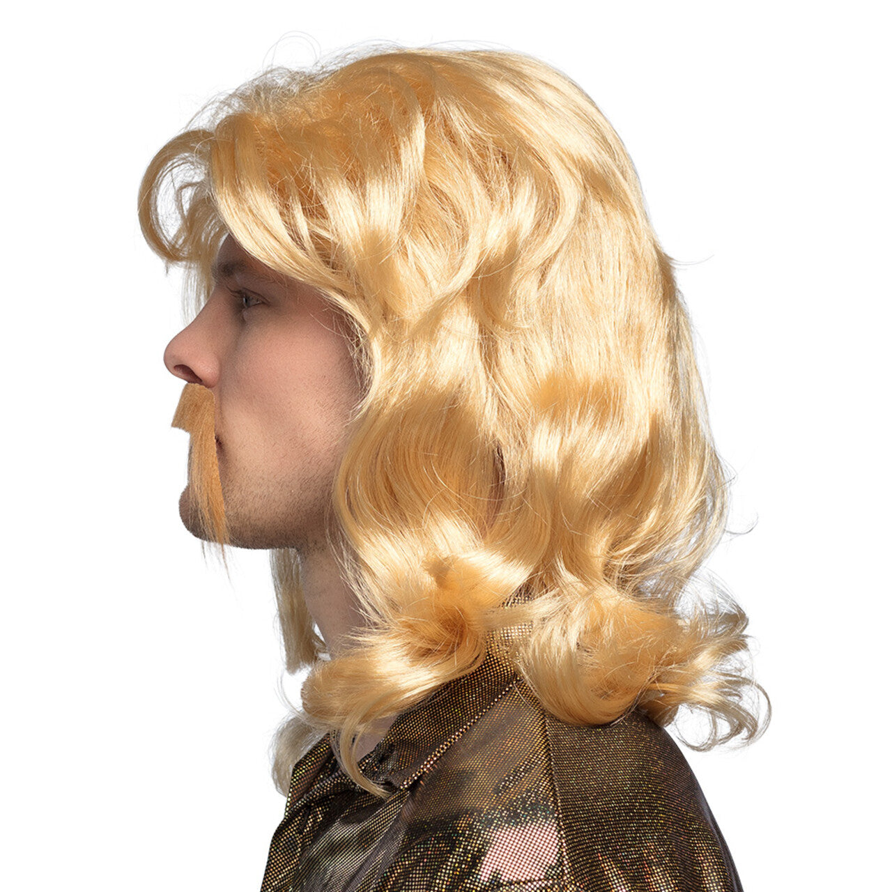 Op deze afbeelding zie je een Accessoires, van het merk Boland. Pruik Barry Blond Met Snor