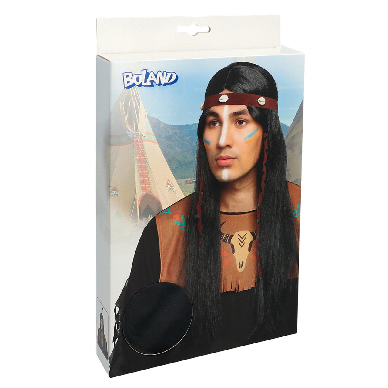 Op deze afbeelding zie je een Accessoires, van het merk Boland. Pruik Takoda Buffeljacht Met Hoofdband