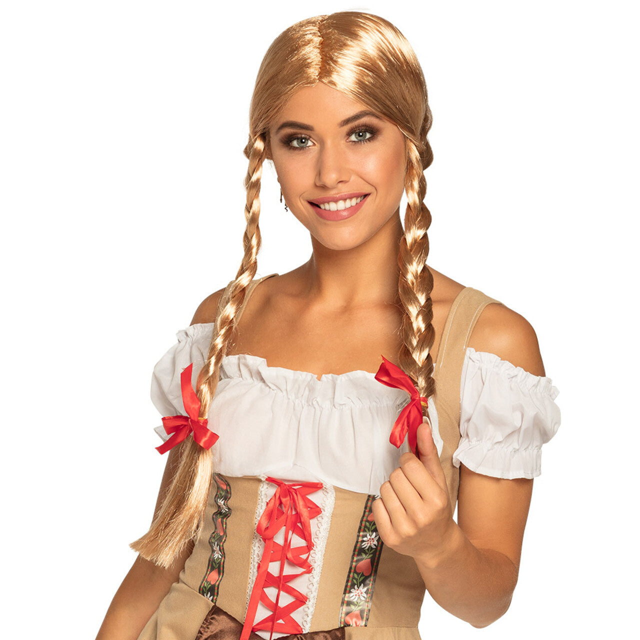 Op deze afbeelding zie je een Accessoires, van het merk Boland. Pruik Onschuldige Heidi Blond