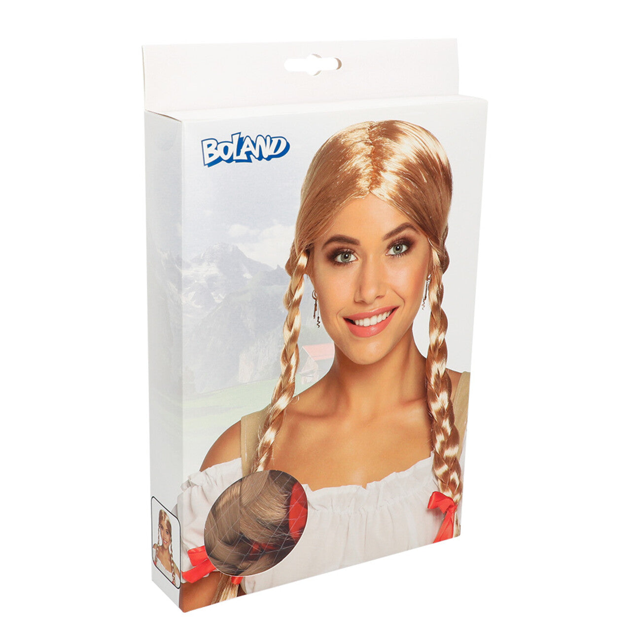Op deze afbeelding zie je een Accessoires, van het merk Boland. Pruik Onschuldige Heidi Blond