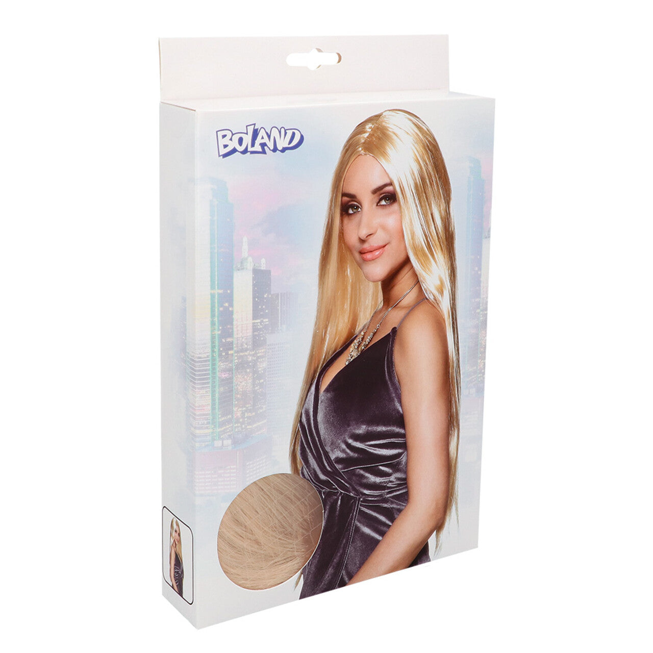 Op deze afbeelding zie je een Accessoires, van het merk Boland. Pruik Charming Chelsea Blond
