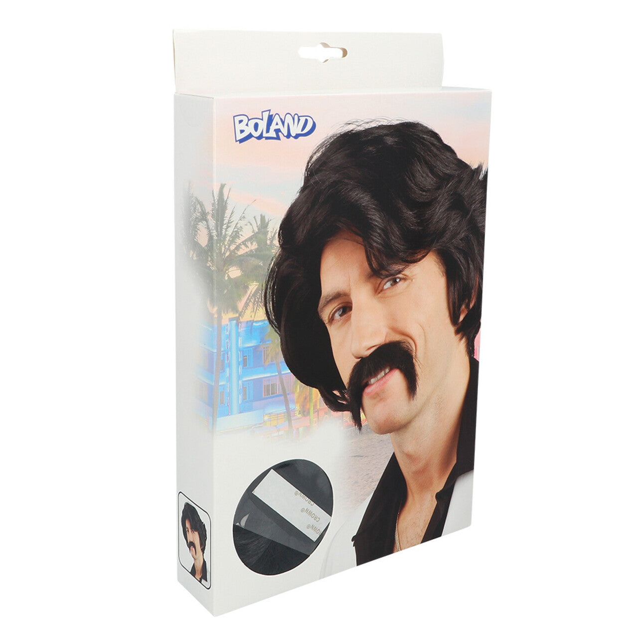 Op deze afbeelding zie je een Accessoires, van het merk Boland. Pruik 70s Maffia Gangster