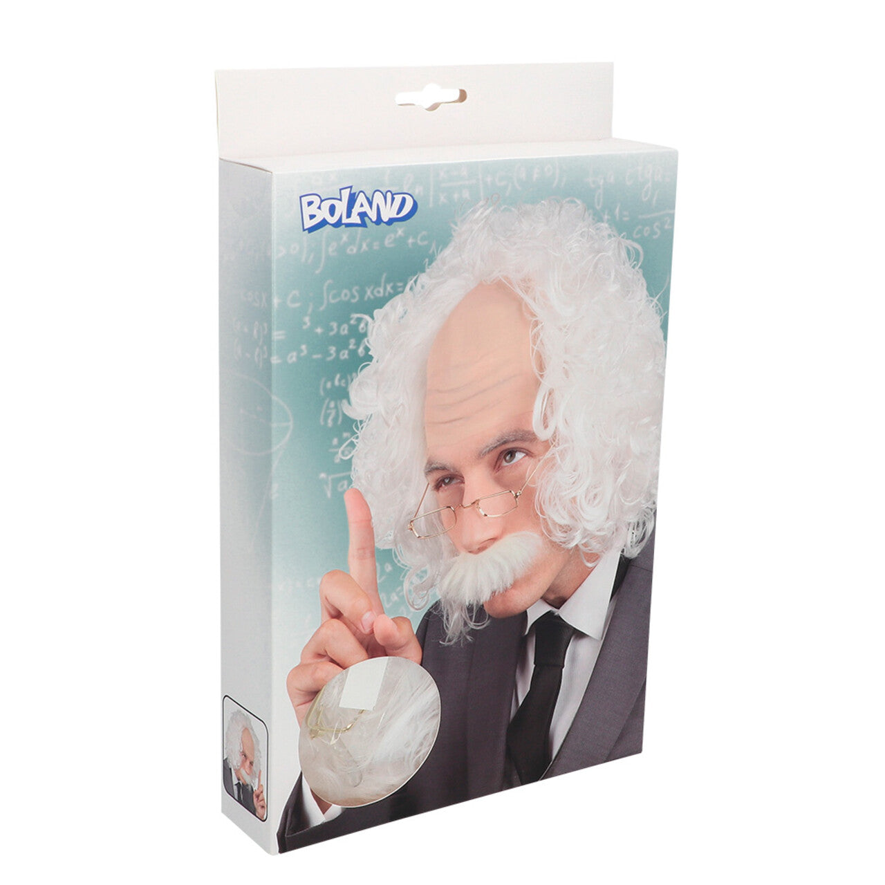 Op deze afbeelding zie je een Accessoires, van het merk Boland. Pruik Slimme Professor Einstein Met Snor En Bril