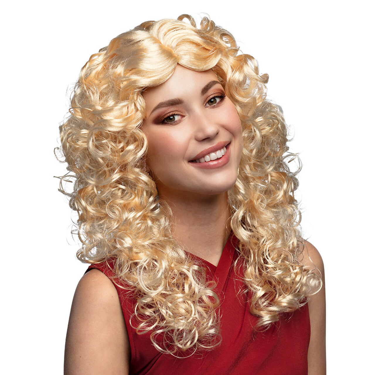 Op deze afbeelding zie je een Accessoires, van het merk Boland. Pruik Norah Culry Fun Hair Blond