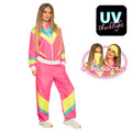 Trainingspak Retro Babe Neonroze Vrouw Kostuum