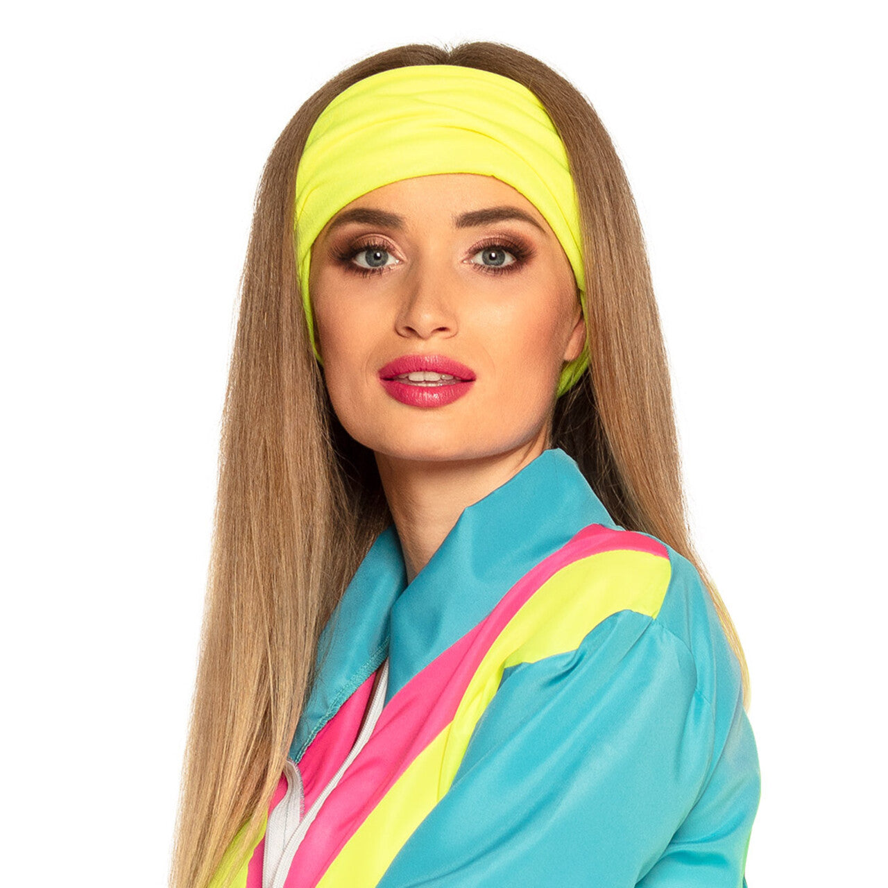 Op deze afbeelding zie je een Kostuums, van het merk Boland. Trainingspak Retro Babe Neonblauw Vrouw Kostuum