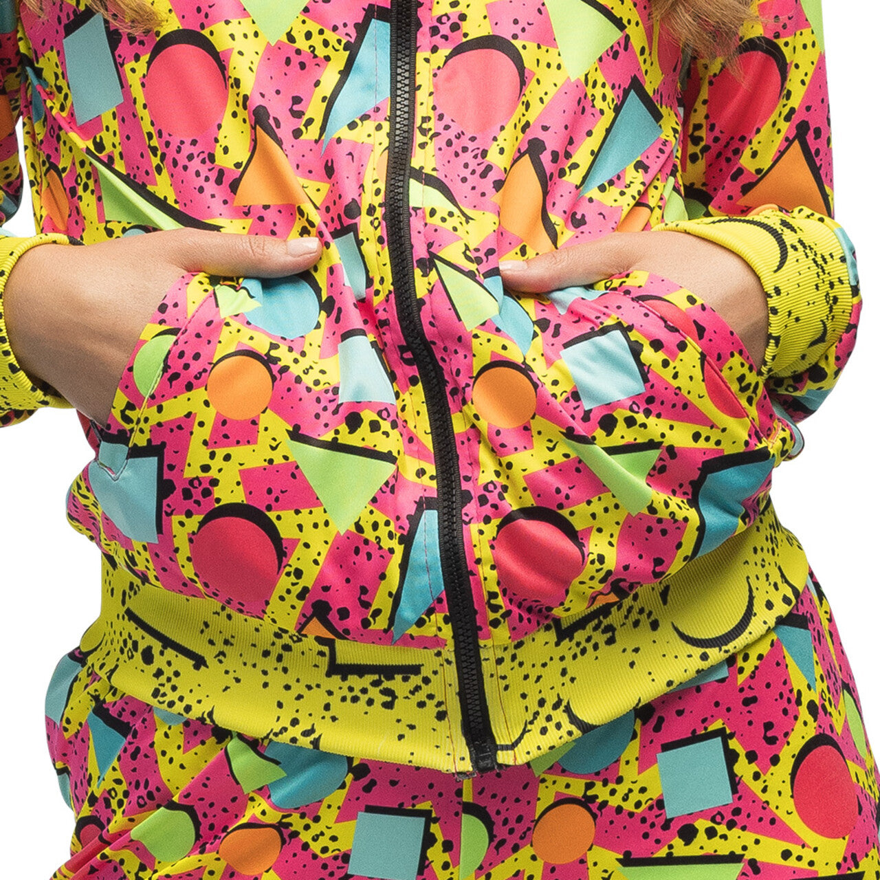 Op deze afbeelding zie je een Kostuums, van het merk Boland. Trainingspak 90s Pop Art Blacklight Vrouw Kostuum