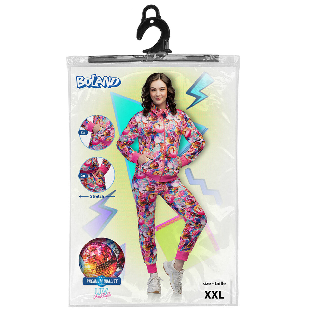 Op deze afbeelding zie je een Kostuums, van het merk Boland. Trainingspak Dancing Babe Uv (S) Premium Quality Vrouw Kostuum