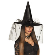 Op deze afbeelding zie je een Accessoires, van het merk Boland. Hoed Met Sluier Heks Esmeralda